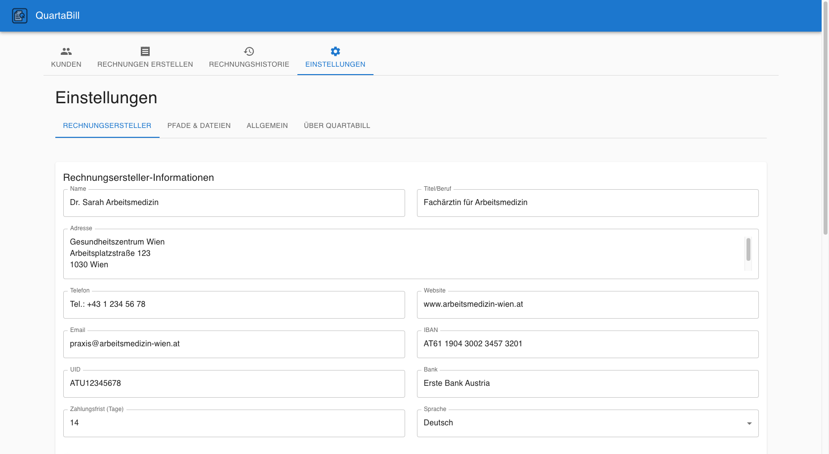 Feature settings Screenshot